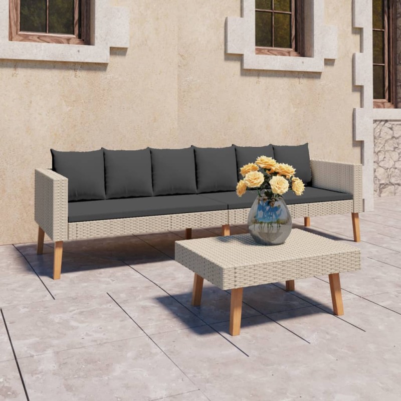 vidaXL Set de muebles de jardín 2 pzas y cojines ratán sintético beige