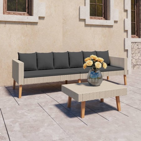 vidaXL Set de muebles de jardín 2 pzas y cojines ratán sintético beige