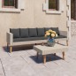 vidaXL Set de muebles de jardín 2 pzas y cojines ratán sintético beige
