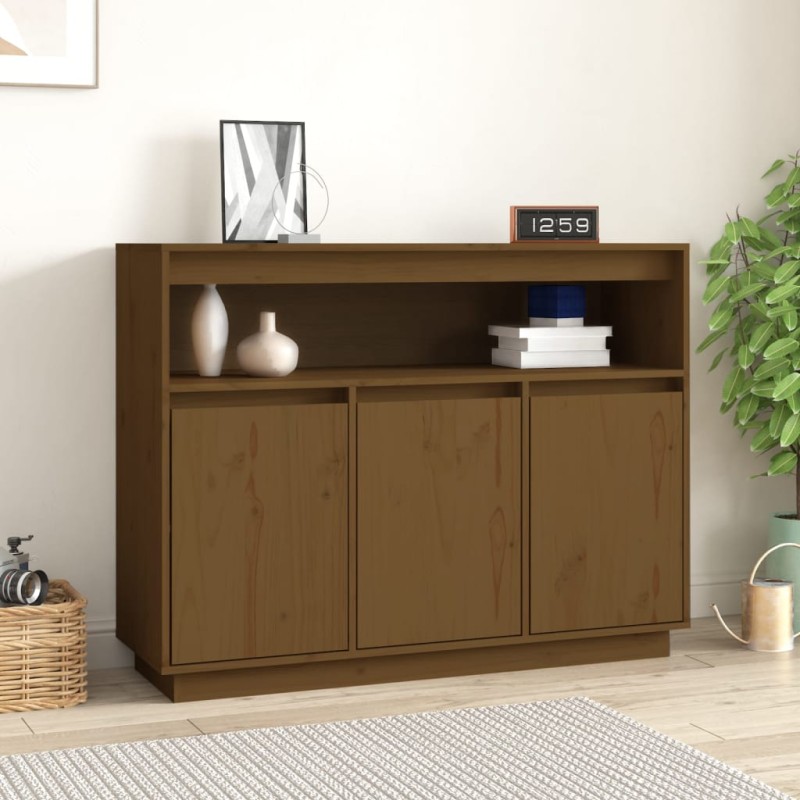 vidaXL Aparador de madera maciza de pino marrón miel 104,5x34x80 cm