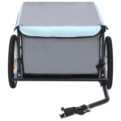 vidaXL Remolque para bicicletas negro y azul 65 kg