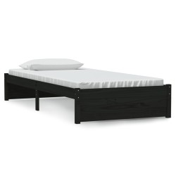 vidaXL Estructura de cama individual madera maciza negra 90x190 cm