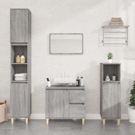 vidaXL Armario de baño madera contrachapada gris Sonoma 30x30x100 cm