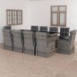 vidaXL Set de comedor de jardín 11 pzas y cojines ratán sintético gris vidaXL Set de comedor de jardín 11 pzas y cojines ratán sintético gris