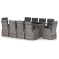 vidaXL Set de comedor de jardín 11 pzas y cojines ratán sintético gris vidaXL Set de comedor de jardín 11 pzas y cojines ratán sintético gris