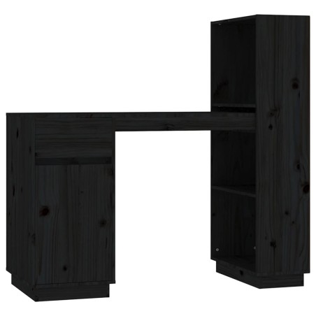 vidaXL Escritorio de madera maciza de pino negro 110x53x117 cm