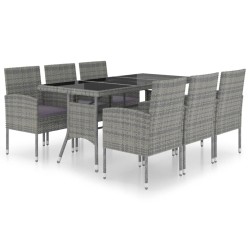 vidaXL Set comedor jardín 7 pzas ratán sintético gris antracita y gris