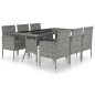 vidaXL Set comedor jardín 7 pzas ratán sintético gris antracita y gris vidaXL Set comedor jardín 7 pzas ratán sintético gris antracita y gris