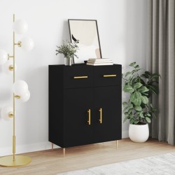 vidaXL Aparador de madera de ingeniería negro 69,5x34x90 cm