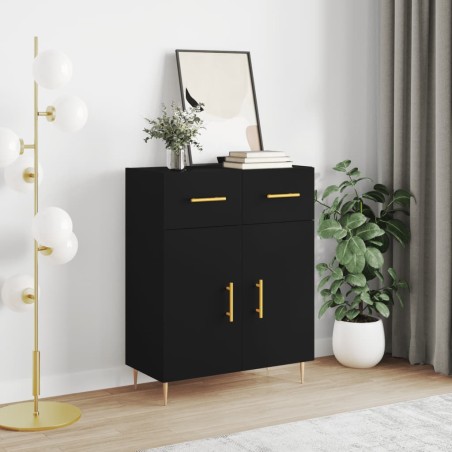 vidaXL Aparador de madera de ingeniería negro 69,5x34x90 cm