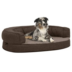 vidaXL Colchón de cama de perro ergonómico aspecto lino marrón 75x53cm