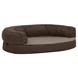 vidaXL Colchón de cama de perro ergonómico aspecto lino marrón 75x53cm