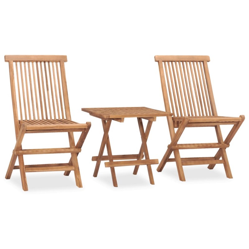 vidaXL Set de comedor de jardín plegable 3 pzas madera maciza de teca vidaXL Set de comedor de jardín plegable 3 pzas madera maciza de teca
