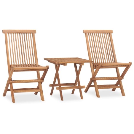 vidaXL Set de comedor de jardín plegable 3 pzas madera maciza de teca