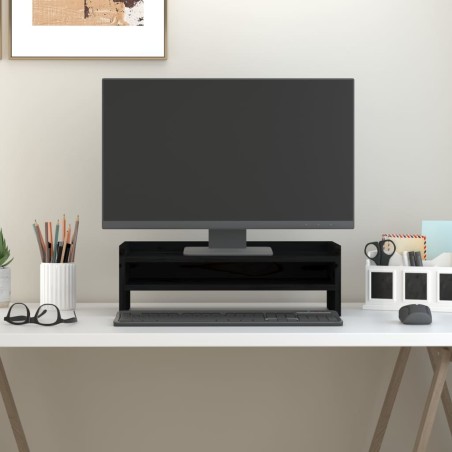 vidaXL Soporte para monitor madera maciza de pino negro 50x24x16 cm