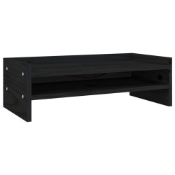 vidaXL Soporte para monitor madera maciza de pino negro 50x24x16 cm