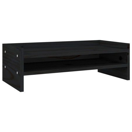 vidaXL Soporte para monitor madera maciza de pino negro 50x24x16 cm