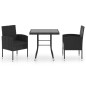 vidaXL Juego de comedor para jardín 3 piezas ratán sintético negro vidaXL Juego de comedor para jardín 3 piezas ratán sintético negro