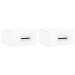 vidaXL Mesitas de noche de pared 2 uds blanco brillo 35x35x20 cm