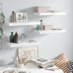 vidaXL Estante flotante de pared 4 uds MDF blanco brillo 50x23x3,8 cm
