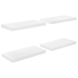 vidaXL Estante flotante de pared 4 uds MDF blanco brillo 50x23x3,8 cm