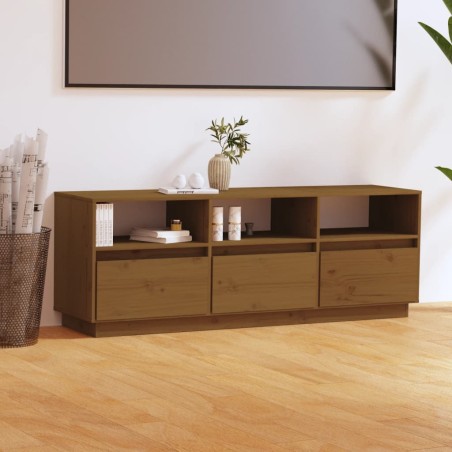vidaXL Mueble de TV madera maciza de pino marrón miel 140x37x50 cm