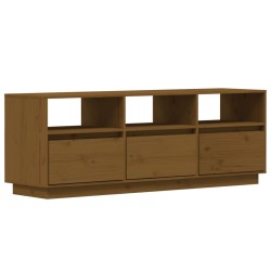 vidaXL Mueble de TV madera maciza de pino marrón miel 140x37x50 cm