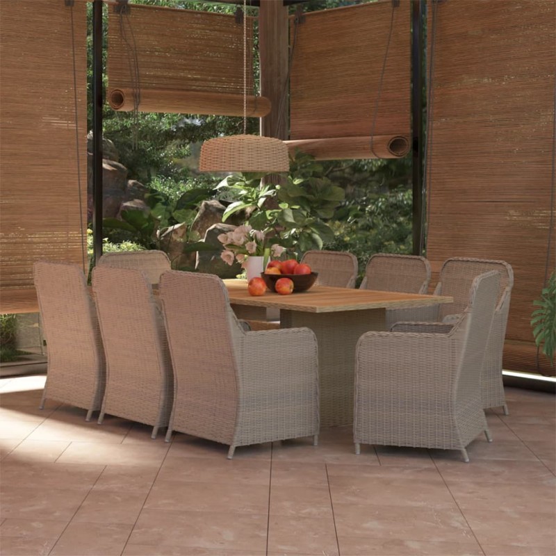 vidaXL Juego de comedor para jardín 9 piezas ratán sintético marrón