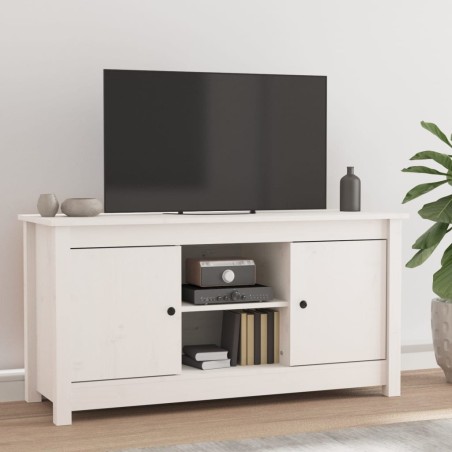 vidaXL Mueble para TV de madera maciza de pino blanco 103x36,5x52 cm