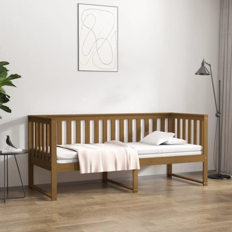 vidaXL Sofá cama de madera maciza de pino marrón miel 80x200 cm