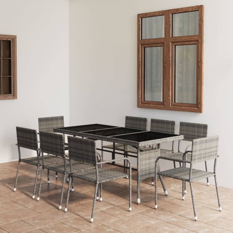 vidaXL Set comedor jardín 9 pzas ratán sintético gris antracita y gris vidaXL Set comedor jardín 9 pzas ratán sintético gris antracita y gris