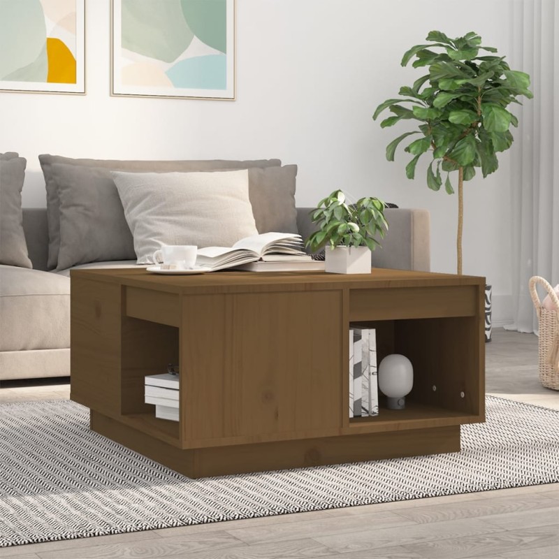 vidaXL Mesa de centro madera maciza de pino marrón miel 60x61x32,5 cm vidaXL Mesa de centro madera maciza de pino marrón miel 60x61x32,5 cm