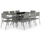 vidaXL Set comedor jardín 9 pzas ratán sintético gris antracita y gris vidaXL Set comedor jardín 9 pzas ratán sintético gris antracita y gris