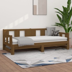 vidaXL Sofá cama extraíble madera de pino marrón miel 2x(80x200) cm
