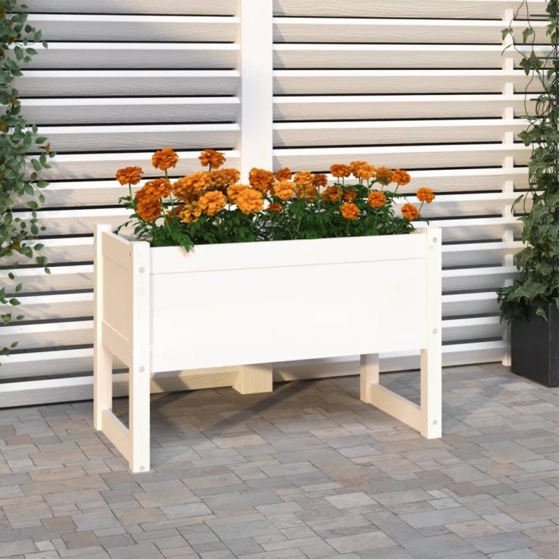 vidaXL Jardinera madera maciza de pino blanco 78x40x52 cm vidaXL Jardinera madera maciza de pino blanco 78x40x52 cm