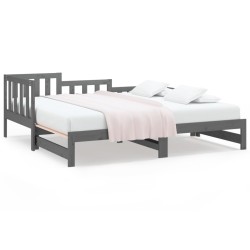 vidaXL Sofá cama extraíble madera maciza de pino gris 2x(90x190) cm