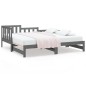 vidaXL Sofá cama extraíble madera maciza de pino gris 2x(90x190) cm