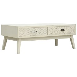 vidaXL Mesa de centro con 2 cajones tallados madera gris 110x50x40 cm