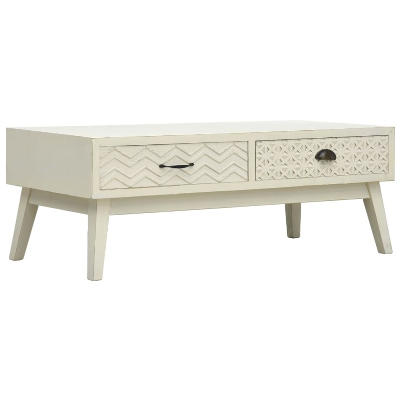 vidaXL Mesa de centro con 2 cajones tallados madera gris 110x50x40 cm vidaXL Mesa de centro con 2 cajones tallados madera gris 110x50x40 cm