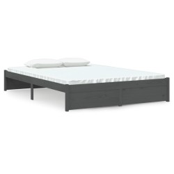 vidaXL Estructura de cama de madera maciza gris 140x200 cm