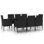 vidaXL Juego de comedor de jardín 9 piezas ratán sintético negro vidaXL Juego de comedor de jardín 9 piezas ratán sintético negro