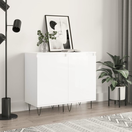 vidaXL Aparadores 2 uds madera de ingeniería blanco brillo 40x35x70 cm