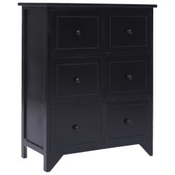 vidaXL Armario auxiliar 6 cajones madera paulownia negro 60x30x75 cm