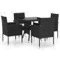 vidaXL Juego de comedor para jardín 5 piezas ratán sintético negro vidaXL Juego de comedor para jardín 5 piezas ratán sintético negro