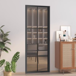 vidaXL Puerta interior vidrio EGS y aluminio negro 76x201,5 cm