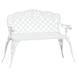 vidaXL Banco de jardín de aluminio fundido blanco 108 cm