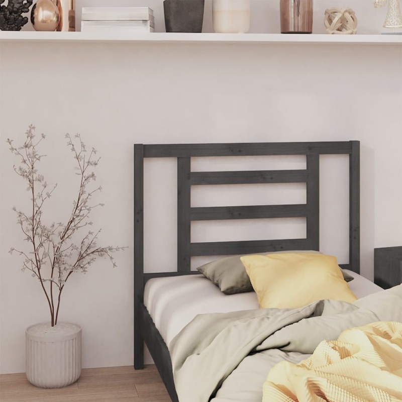 vidaXL Cabecero de cama madera maciza de pino gris 96x4x100 cm vidaXL Cabecero de cama madera maciza de pino gris 96x4x100 cm