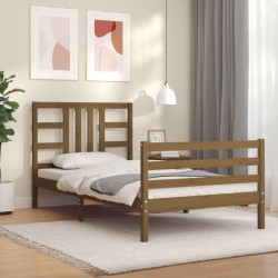 vidaXL Estructura cama y cabecero madera maciza marrón miel 100x200 cm