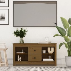 vidaXL Mueble de TV madera maciza de pino marrón miel 103x36,5x52 cm