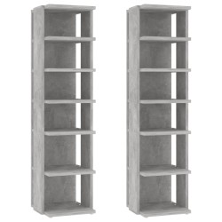vidaXL Muebles zapateros 2 uds color gris hormigón 27,5x27x102 cm